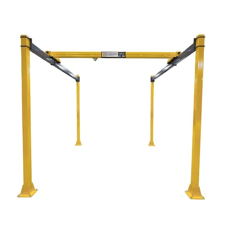Pwi Garage Series Workstation Crane, 1,000 lb Cap., Base Mounted, Adj. Height, 10 ft x 20 ft, Yellow GS1000Y-1020